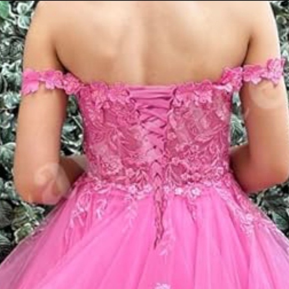 Elegant Pink Off-Shoulder Gown - Picture 3 of 3